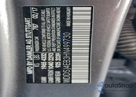 2017 Mercedes-Benz Cla 250 z USA, uszkodzony, nr VIN WDDSJ4EB3HN499730